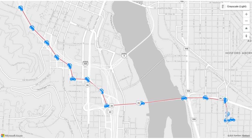 Map of Markers in Azure Maps