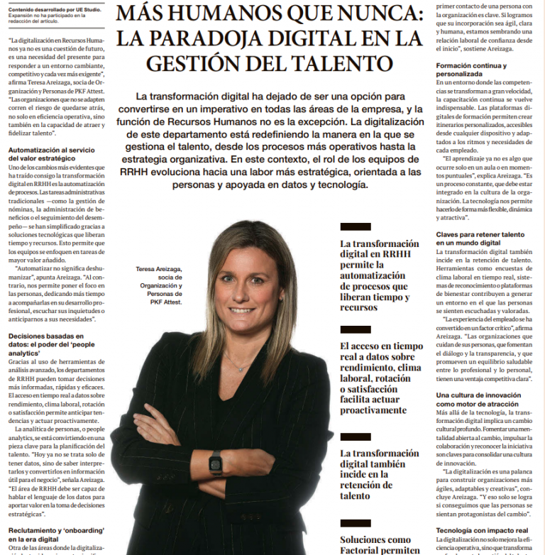captures an interview with teresa, human capital consulting partner at Expansión.